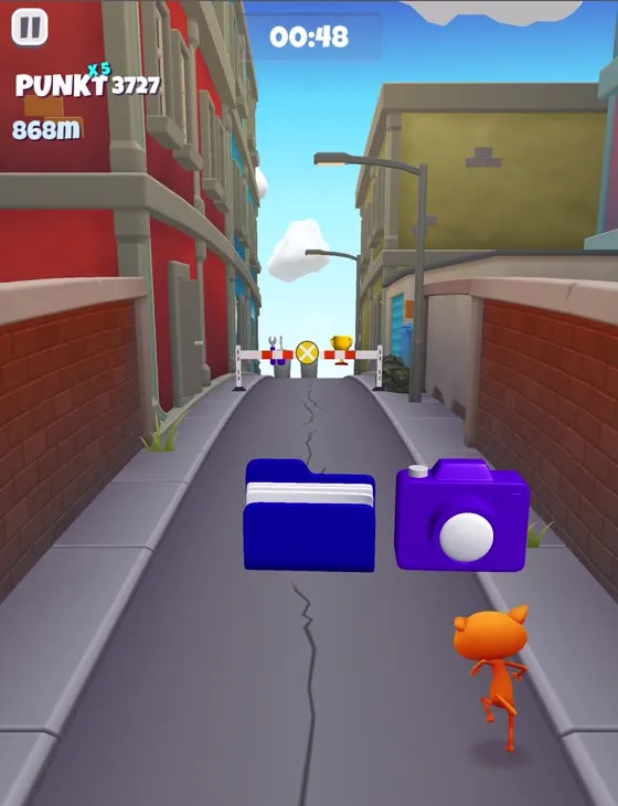 Neuro-Blitz-Gameplay: Die Spielfigur schnappt sich einen von zwei Gegenständen