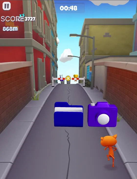 Neuro-Blitz gameplay: the runner grabs one of two objects
